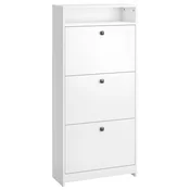 HOMCOM Čevljarnik 3 prekati na preklop (18 parov čevljev) in 1 polica za shranjevanje bela iverna plošča 60x24x132cm