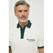 Polo majica Tommy Hilfiger za muškarce, boja: bež, s aplikacijom