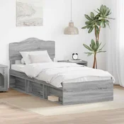 Vidaxl Konstrukcija postelje z vzglavjem Siva Sonoma 75 x 190 cm