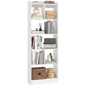 HOMCOM Knjižni regal s 6 policami, vitki regal za prihranek prostora z odprtimi ločenimi policami, regal za shranjevanje za dnevno sobo, pisarno, spalnico, 60x23.6x170 cm, bel