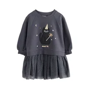 Next Obleka zlata/črna/črn denim/bela