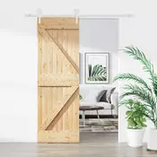 vidaXL Drsna vrata Naravna in bela 70 x 210 cm Masiven borov les