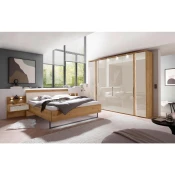 Dieter Knoll POSTELJA 180 cm x 200 cm , les, tekstil, leseni material barve šampanjca, hrast bianco