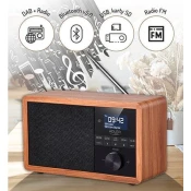 Adler Prenosni digitalni radio Adler AD 1184 v črni in leseni barvi, z daljinskim upravljalnikom in Bluetooth 5.0.