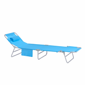 SoBuy SoBuy Nastavljiv zložljiv ležalnik za sončenje v modri barvi v obalnem slogu, (21123487)
