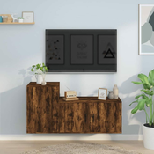 Greatstore Komplet TV omaric 2-delni dimljen hrast inženirski les