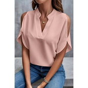 Elegantna široka bluza s v-izrezom, svijetlo roza