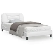 shumee vidaXL Posteljni okvir z vzglavjem bel 100x200 cm umetno usnje