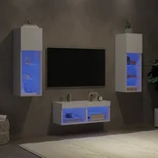 vidaXL Stenske TV omarice z LED lučkami 4 kosi bela