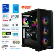 Računalnik MEGA TWR S10 i9-14900K/RTX5090/64GB-DDR5/4TB-5.0/1050W/Brez O/rdeča črna zelena/črna RGB