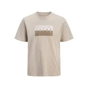 JACK & JONES Majica JCOFusion  svetlo rjava / temno siva / bela