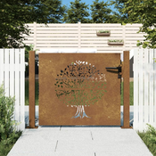 Vrtna vrata 100x75 cm Corten celik Dizajn stabla