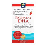 Prenatalni DHA, 830mg Omega-3 + 400 IU D3 Jagoda - 90 mehkih kapsul