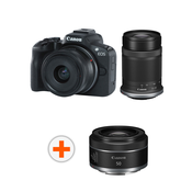 Kamera bez ogledala Canon - EOS R50 + RF-S 18-45mm, f/4.5-6.3 IS STM + 55-210mm, f/5-7.1 IS STM + Objektiv Canon - RF 50mm, F/1.8 STM