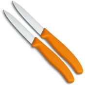 Nož za zelenjavo Victorinox 6.7609.2C1, set 2 nožev, ravno rezilo, 8 cm, oranžen