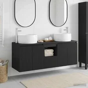 vidaXL Komplet omaric za kopalnico 3 kos Črna 49,5 x 44,5 x 66 cm