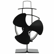 Greatstore Ventilator za kamin na toploto s 3 krili črn