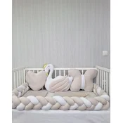 Bubamara037 Set za krevetac sa ogradicom od pletenica, 120x60cm, Krem