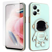 GS Komplet elektronskih ovitkov za Xiaomi Redmi Note 12 5G/POCO X5 5G, Astronaut, zelen + steklo
