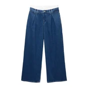 Pull&Bear Elegantne kavbojke temno modra/bela