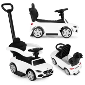 Mini avtomobil Mercedes razreda C z interaktivnim volanom in krmilom bele barve