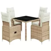 5-dijelni vrtni bistro set od poliratana s jastucima bež 90 x 90 x 75 cm