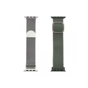 JUST IN CASE Set dve narukvice za pametni sat, 38-41mm, Srebrna i maslinasta