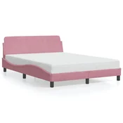 Vidaxl Posteljni okvir z vzglavjem Dover roza 120x200cm žamet