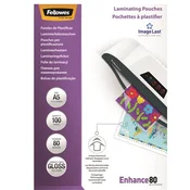 Laminacijska folija za vruce laminiranje, 80 mikrona, A5, sjajna, 100 listova, FELLOWES 5306002