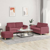 vidaXL vidaXL Sedežna garnitura z blazinami 3-delna vinsko rdeče blago, (20910904)