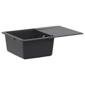 vidaXL Enojno pomivalno korito Granit 67 x 46 x 19 cm Grafitno siva