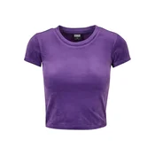 Womens short velvet T-shirt in purple color