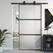 Vidaxl vidaXL Drsna vrata, črna, 102,5 x 205 cm, kaljeno steklo, aluminij