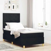LED Box Spring Krevet s uzglavljem Crna 100 x 200 cm tkanina