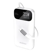 DUDAO K31 10000 mAh 22,5 W PD prenosna baterija z vgrajenim kablom - bela