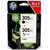 Komplet 2 kartuš HP 305XL/6ZA94AE/Deskjet 2300, 2320, 2700, 2720, 2730, 4100, 4134, 4120 - črna XL, barvna XL