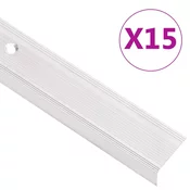 shumee vidaXL Obrobe za stopnice L-oblike 15 kosov aluminij 100 cm srebrne