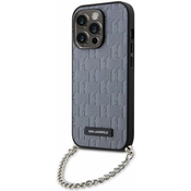 Karl Lagerfeld iPhone 14 Pro 6.1 silver hardcase Saffiano Monogram Chain (KLHCP14LSACKLHPG)