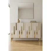 Hanah Home komoda Ece 120, 120 cm, bela / travertin / zlatna