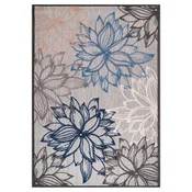 Lesnina PREPROGA ZA ZUNANJO UPORABO Floral 120/170 cm tkano modra, siva, bela