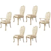 Casa Padrino luxury baroque dining chair set of 6 white/gold - Magnificent baroque style kitchen chairs - Baroque style furniture - Baroque dining room furniture - Luxury furniture baroque style