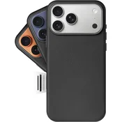 LONLI ovitek iz pravega evropskega usnja Vele za iPhone 17 Pro - črn