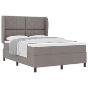 Vidaxl Postelja z vzmetnico z vzglavjem Taupe 160 x 200 cm blago