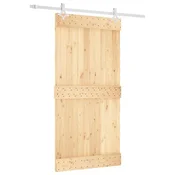 Vidaxl Drsna vrata Naravna in bela 100 x 210 cm Masiven borov les