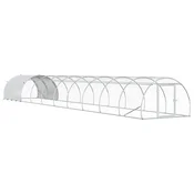 vidaXL Hiša za kokoši Srebrna 1000 x 150 x 100 cm Pocinkano jeklo