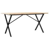 Vidaxl Jedilna miza X okvir 160x80x75,5 cm trdna borovina jeklo