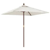 Vrtni suncobran s drvenim stupom boja pijeska 198x198x231 cm