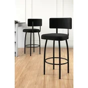 Hanah Home set od 2 barskih stolica Wosa, crna tkanina Babyface, crne metalne noge