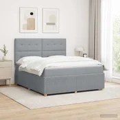 vidaXL Postelja boxspring z vzmetnico Svetlo siva 180 x 200 cm Blago