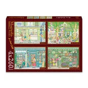 Magnolia - Puzzle 4x260 Le Chat Colette: Colette: slaščičarna - Café de France - knjigarna - cvetličarna Camelia - 260 kosov